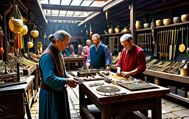 Bustling Marketplace**

"A vibrant marketplace scene filled with artisans showcasing their crafts. A master jeweler displays intricately designed amulets, a blacksmith presents gleaming swords, and a tailor exhibits elegant, fully clothed garments. The scene is full of activity, with customers admiring the wares. Focus on the quality of the craftsmanship and the colorful atmosphere of the marketplace. Safe for work, appropriate content, fully clothed, professional, perfect anatomy, natural proportions, high quality, fantasy setting."

**