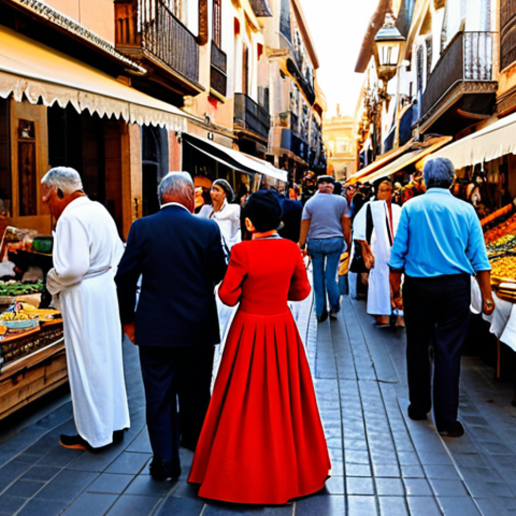 블레이드앤소울 신비로운 상자 드랍 정보 - Thriving Marketplace** "A bustling medieval marketplace in Seville, Spain, during the Feria de Abri...