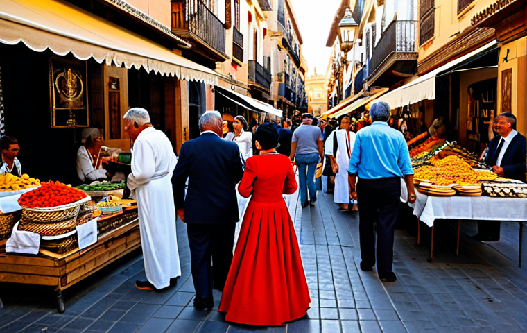 블레이드앤소울 신비로운 상자 드랍 정보 - Thriving Marketplace** "A bustling medieval marketplace in Seville, Spain, during the Feria de Abri...