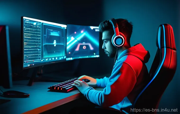 블레이드앤소울 계정 보안 설정 - **Prompt:** A focused, tech-savvy gamer, mid-20s, wearing a comfortable gaming hoodie and a headset,...