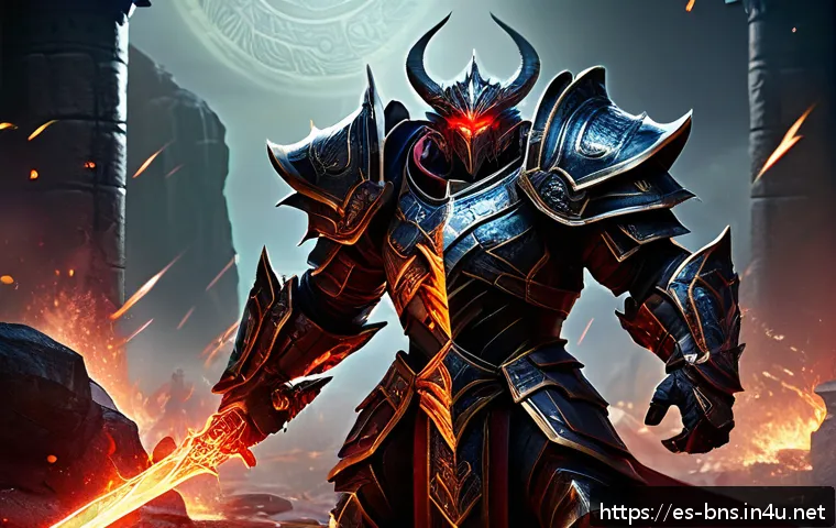블레이드앤소울 신규 필드 보스 정보 - A fierce and imposing new field boss in a fantasy MMORPG setting, towering humanoid creature clad in...
