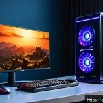 블레이드앤소울 최적화 성능 비교 - A detailed gaming setup scene showcasing a mid-range PC designed for optimal Blade & Soul performanc...