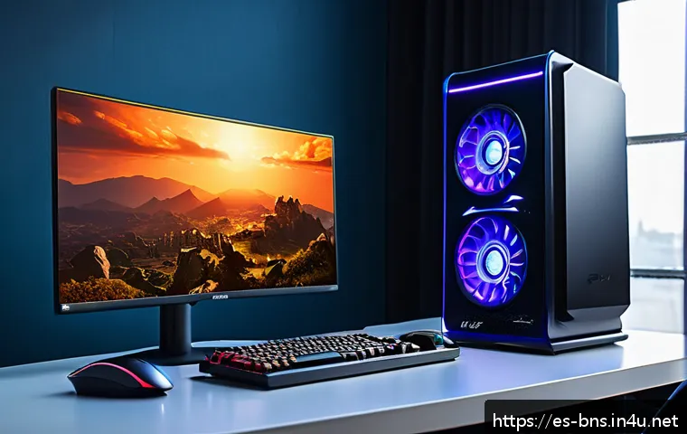 블레이드앤소울 최적화 성능 비교 - A detailed gaming setup scene showcasing a mid-range PC designed for optimal Blade & Soul performanc...