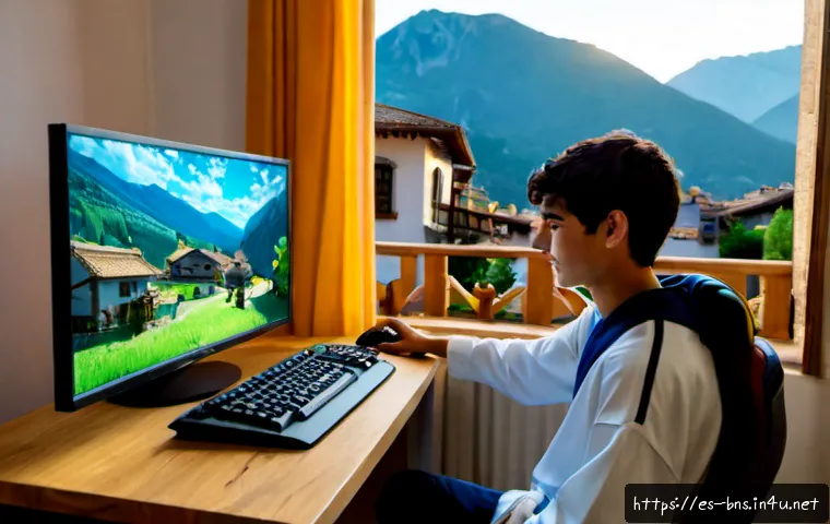 Home 17 블레이드앤소울 초보자 가이드 - Photorealistic beginner-friendly fantasy MMORPG gaming scene, a young Spanish adult player at a tidy...
