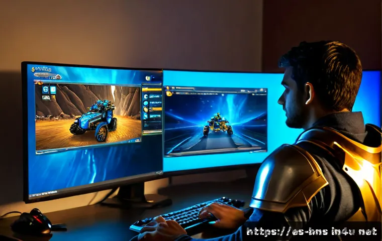 Home 17 블레이드앤소울 신규 서버 특징 - Photorealistic Spanish gaming enthusiast at a clean modern desk in Madrid, viewing a fantasy MMORPG ...